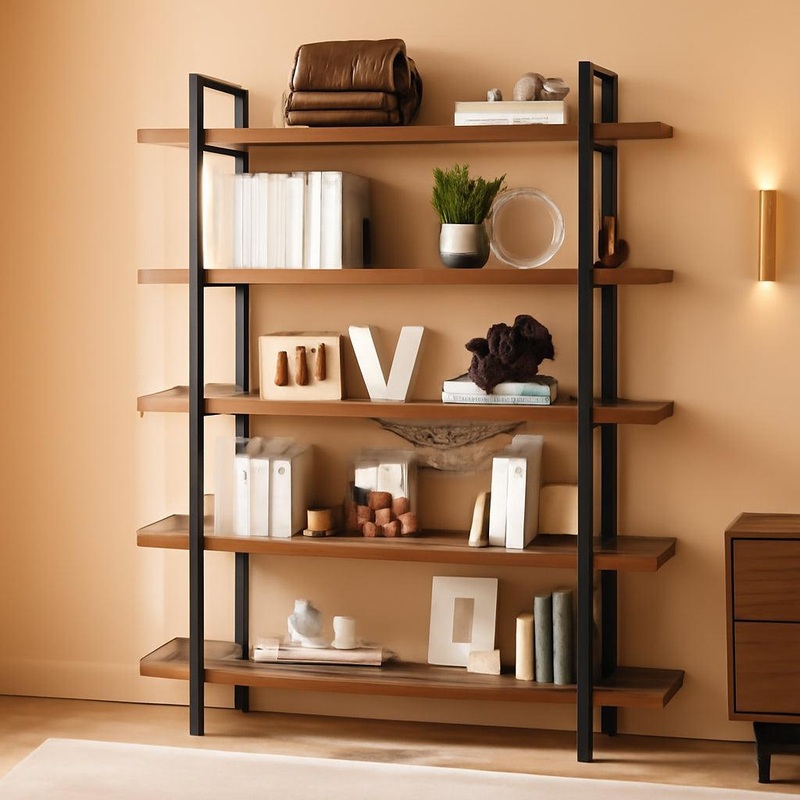 Brown 47 Inch Wide Industrial Bookcase Five Tier Heavy Duty Brown 5-Tier