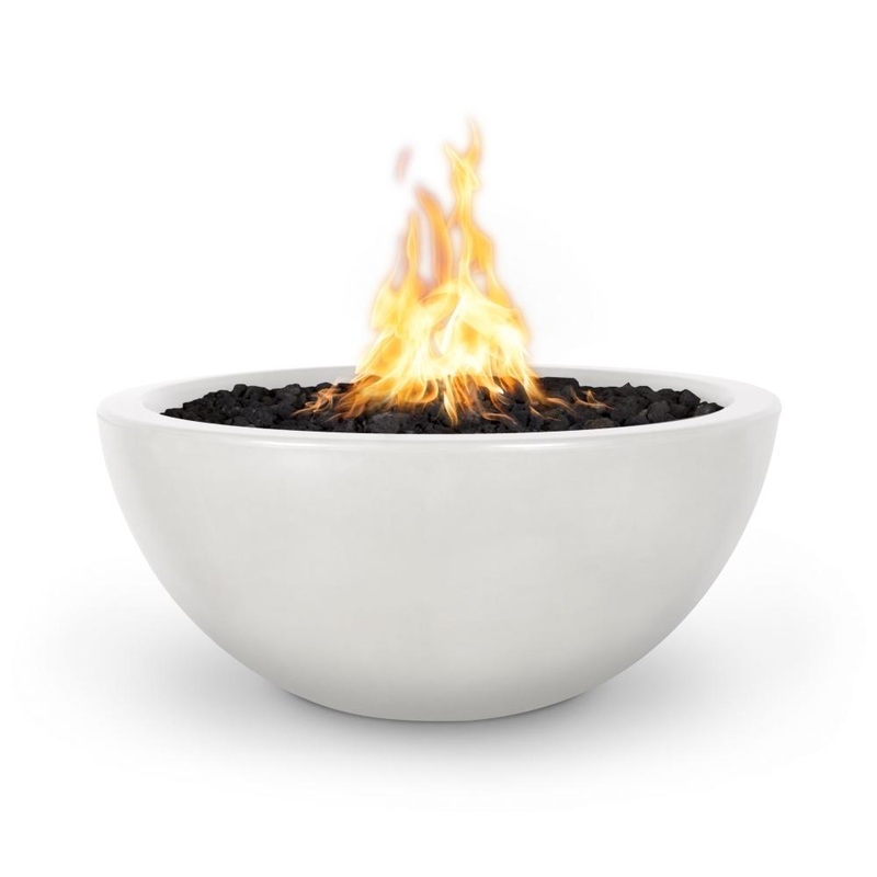 Top Fires Luna Round GFRC Direct Spark Gas Fire Pit Liquid Propane 30″ Diameter Black