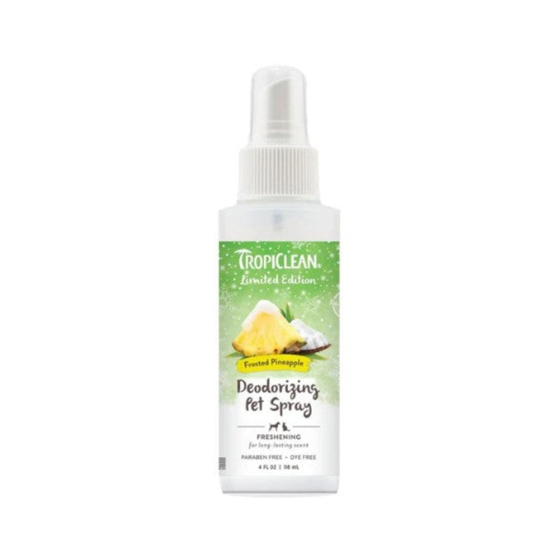 TropiClean Frosted Pineapple Deodorizing Spray for Pets 4 oz