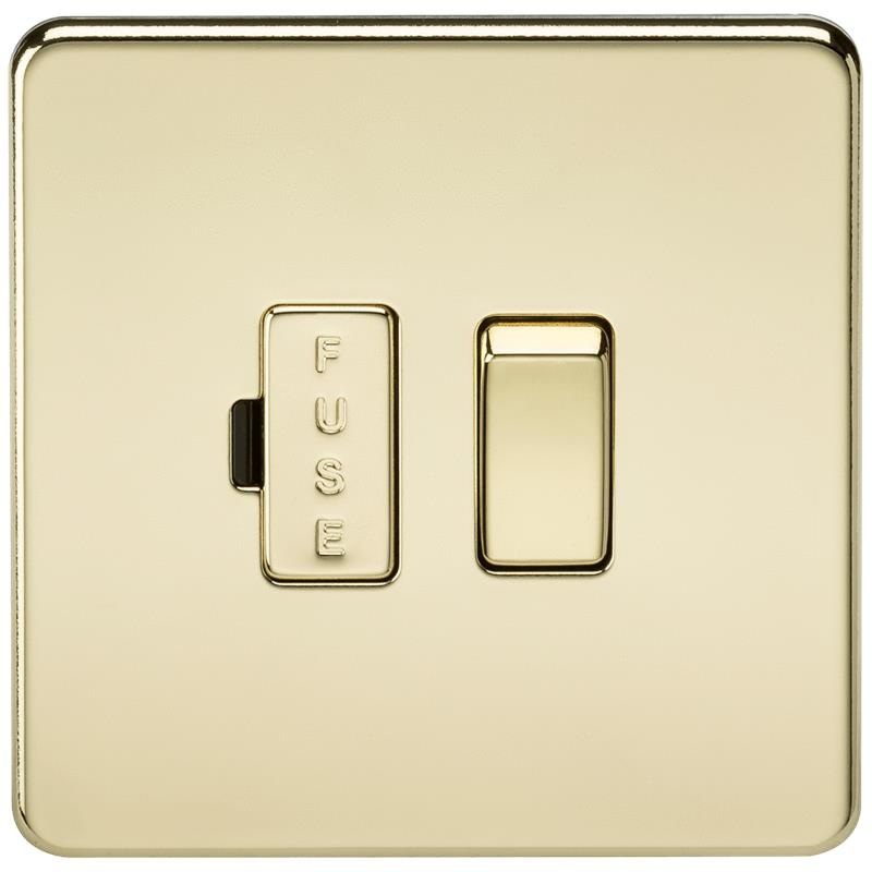 13A Screwless Polished Brass Switched Fused Spur Connector Unit