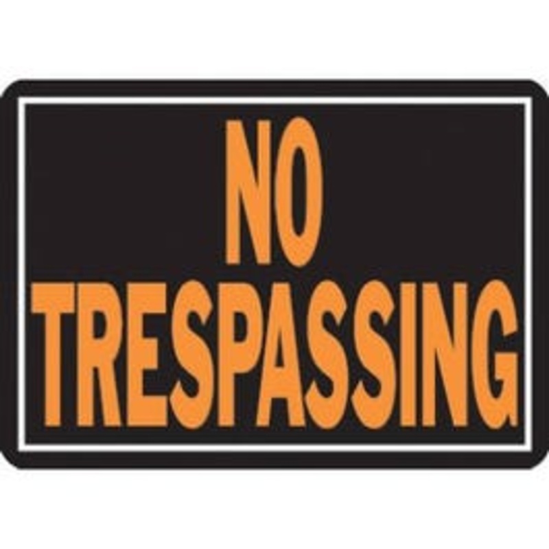 “No Trespassing” Sign, Hy-Glo Orange & Black Aluminum, 10 x 14-In.
