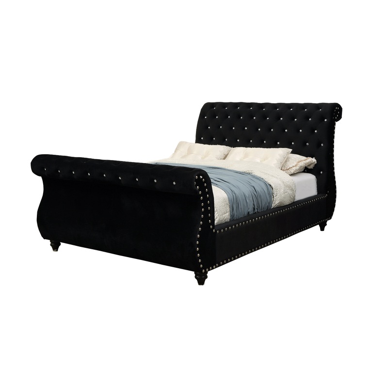 Shirley Transitional Fabric Eastern King Platform Bed in Black