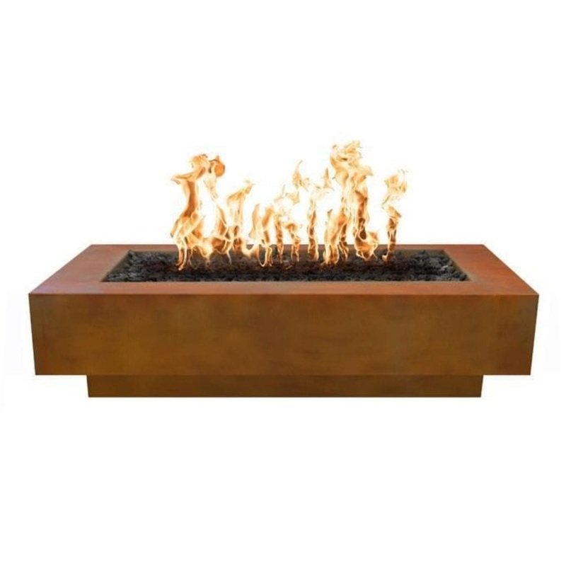 Top Fires Coronado Rectangular Corten Steel Gas Fire Pit Liquid Propane 48″ Wide Match Lit