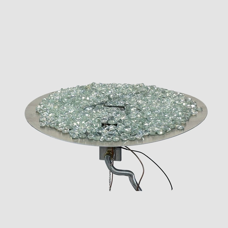 The Outdoor GreatRoom Company 36″ Round Crystal Fire Plus Direct Spark LPG Gas Burner Kit with Stainless Steel Plate