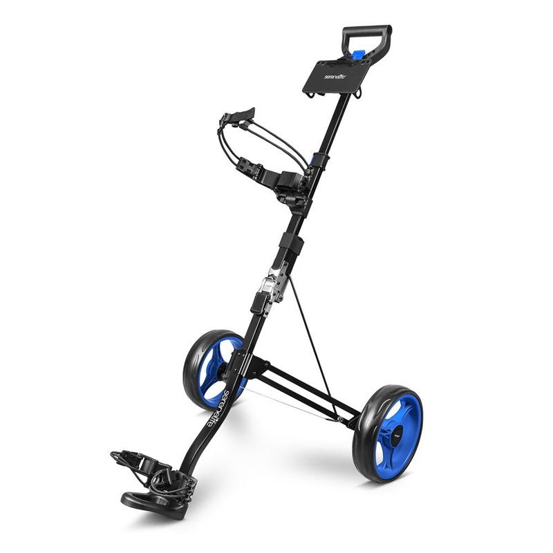 Foldable 2-Wheel Golf Push Cart – Aluminum Pull Cart, Upper & Lower Brackets With Elastic Strap, Without Umbrella Holder