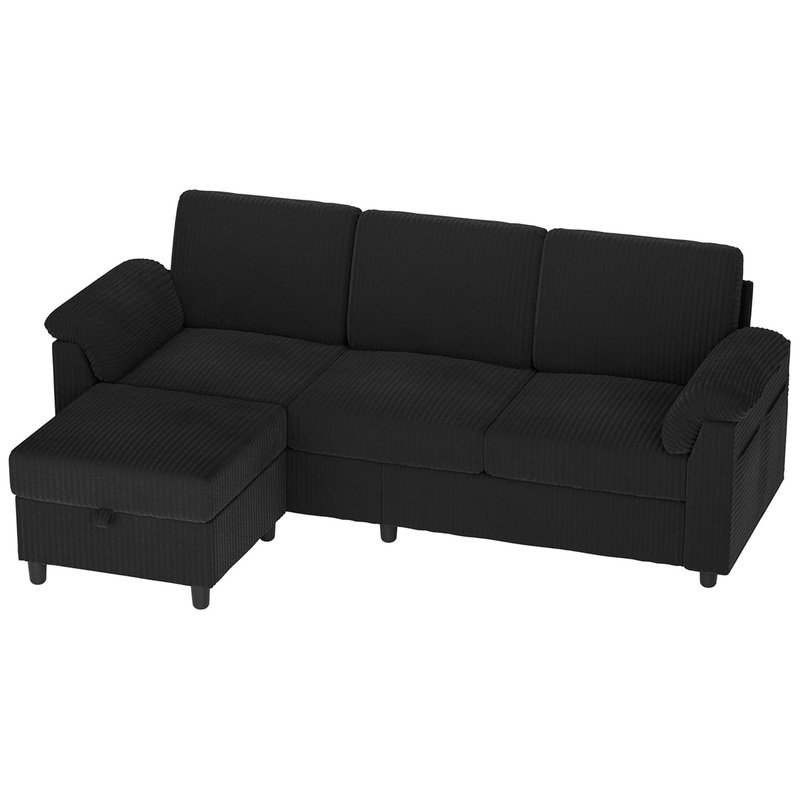 Vongrasig 79″ Convertible Sectional Couch Sofa with Storage Ottoman (Open Box)