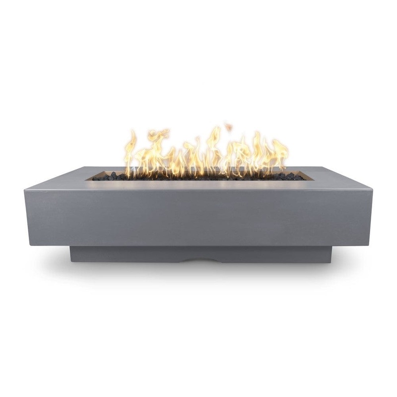 Top Fires Del Mar 96-Inch Rectangular GFRC Gas Fire Pit – Flame Sense Liquid Propane Black