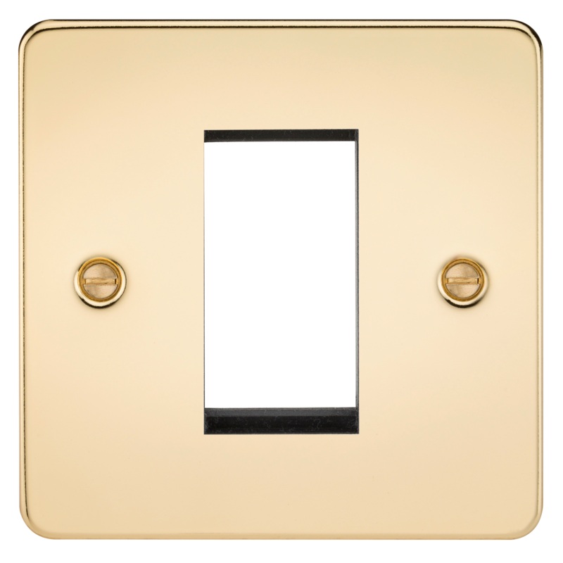 Flat Plate 1G Modular Faceplate – Polished Brass