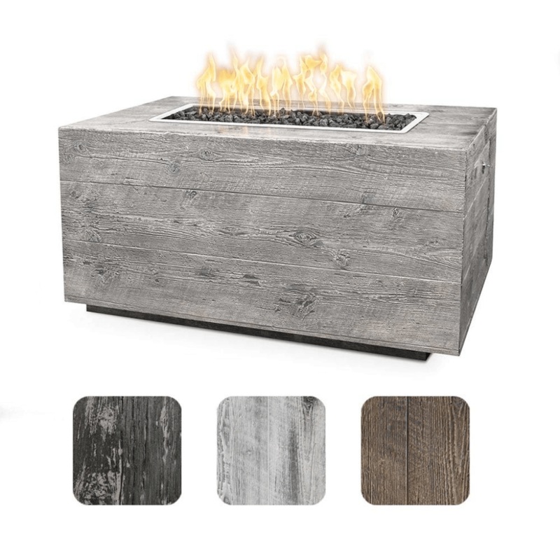 The Outdoor Plus – Catalina GFRC Wood Grain Concrete Rectangle Gas Fire Pit 60″ Match Lit Natural Gas Ebony