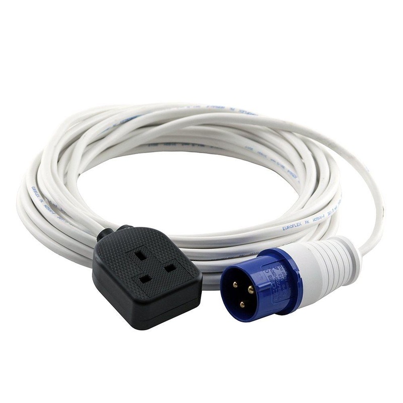 16A 230V Black Male to 1 Gang Socket Hook Up Extension Cable Lead – 1m