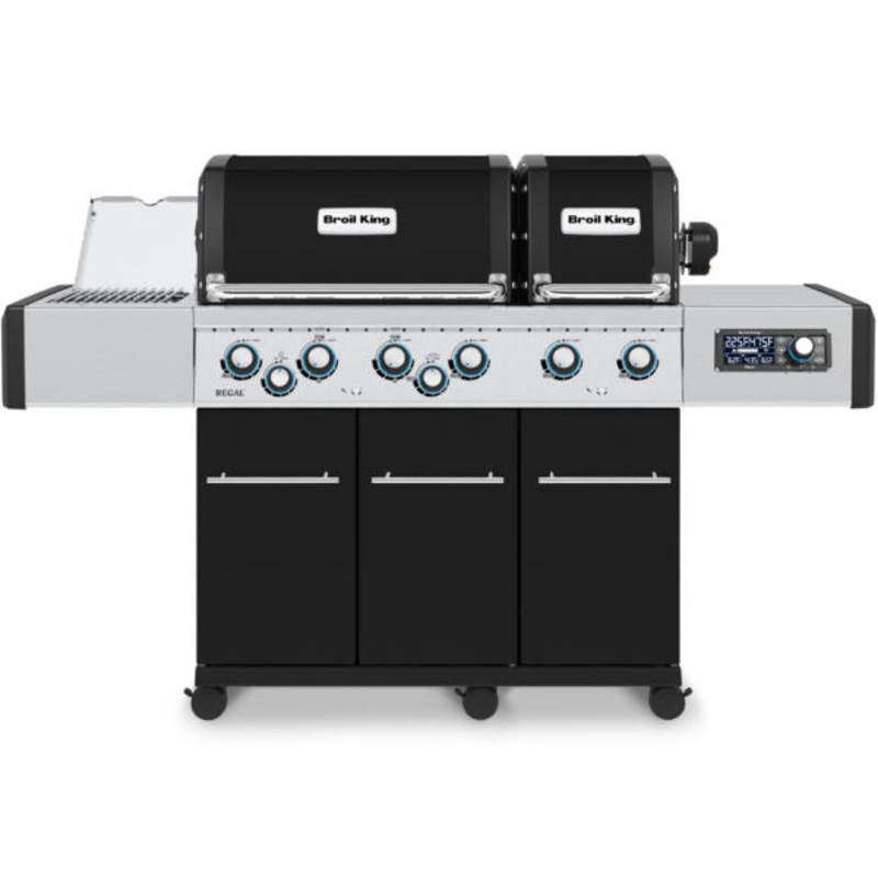 Broil King Regal Q 690 Pro IR 70″ Black Propane Gas Grill with iQue, Dual Cook Boxes & Rotisserie Kit