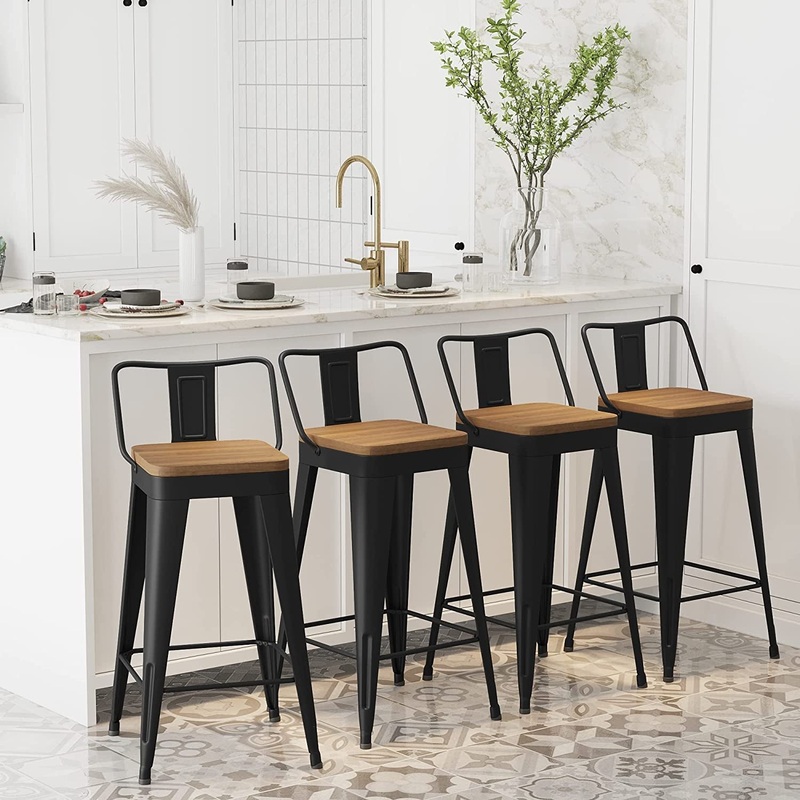Removable Back Metal Barstools, Set of 4 24″