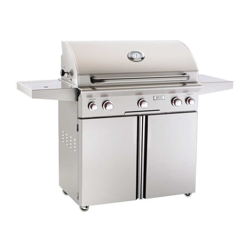 American Outdoor Grill Propane Gas 36-Inch T-Series 3-Burner Freestanding Grill w/ Side Burner, Rotisserie Backburner and High Performance Rotisserie Kit – 36PCT aog-grills-master