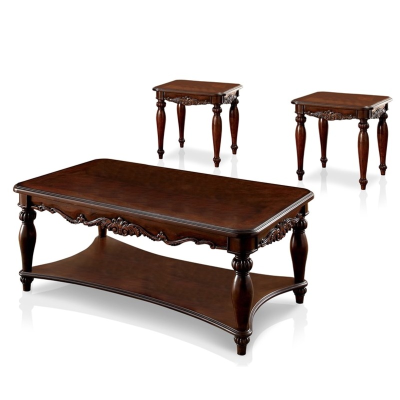 Shallo Traditional 3-Piece Wood Table Set