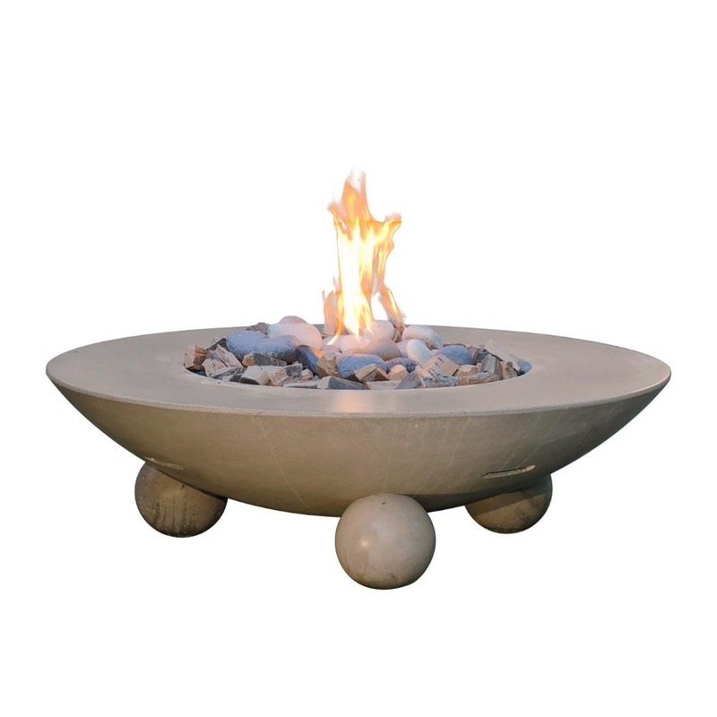 American Fyre Designs Versailles 54-Inch Round GFRC Gas Fire Pit Table White Aspen Propane Manual Ignition System