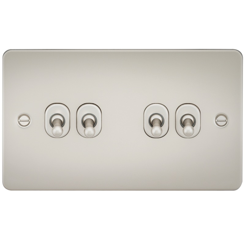 Flat Plate 10AX 4G 2-way toggle switch – pearl