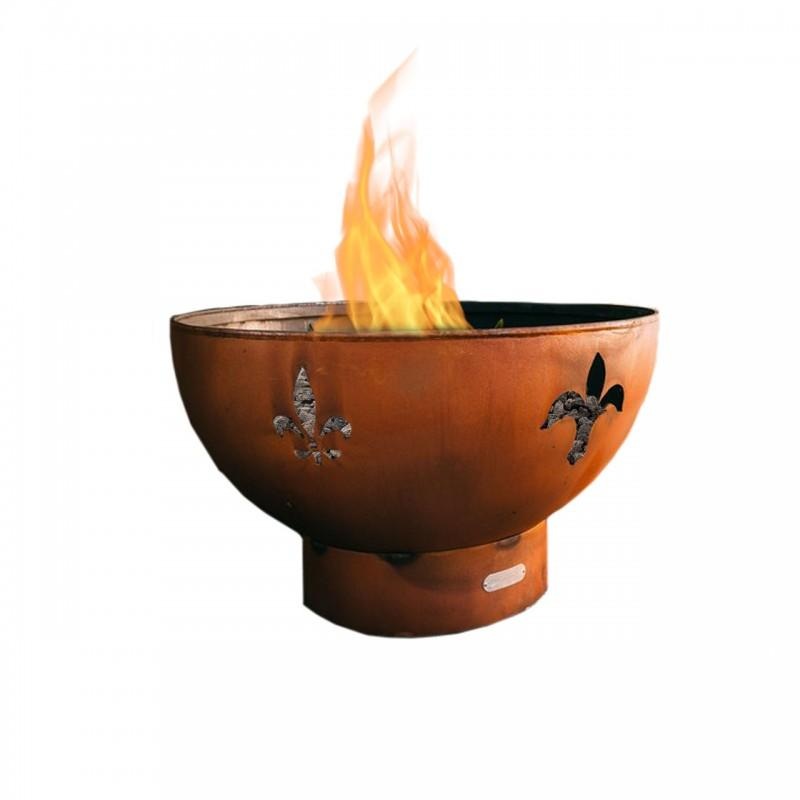 Fire Pit Art- Fleur De Lis | 36″ | Fleur De Lis-FPA-MLS120 Iron Oxide Match Lit Wood Burning