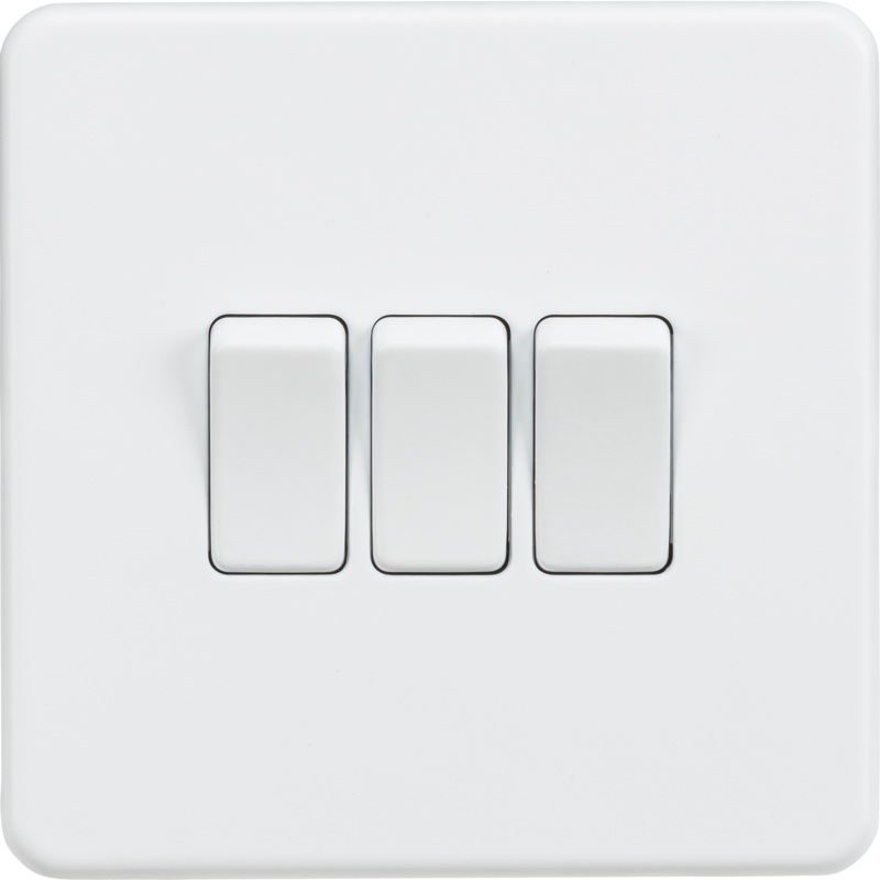 Screwless 10AX 3G 2-Way Switch – Matt White