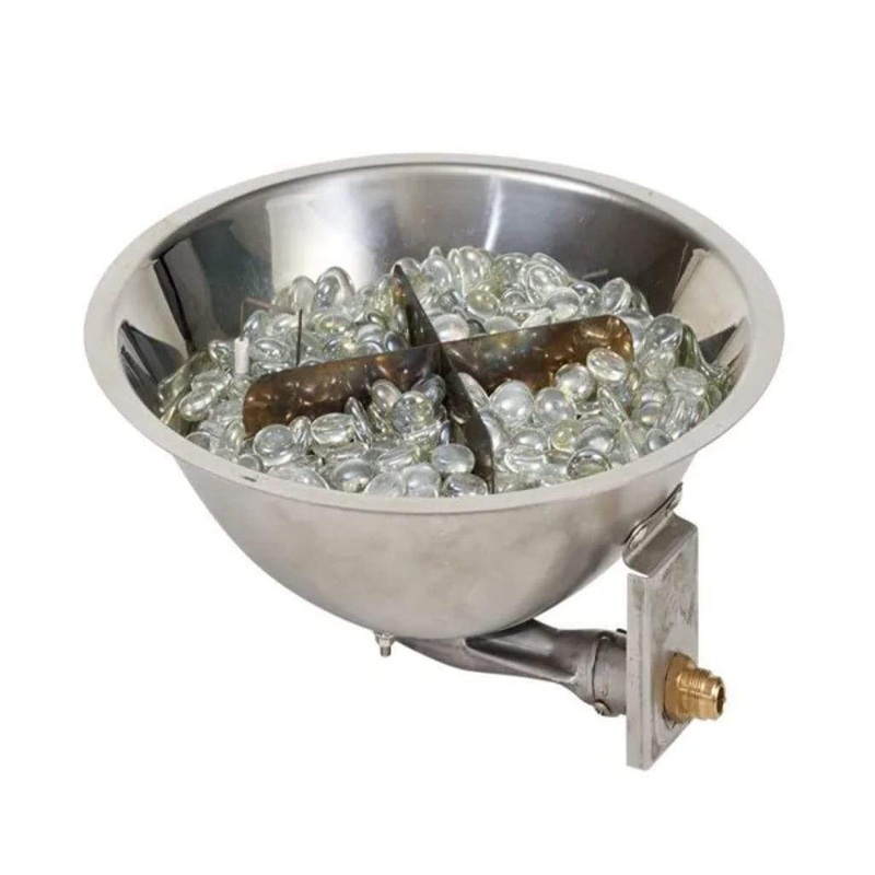 The Outdoor GreatRoom Company 12″ Round Stainless Steel Crystal Fire Plus Gas Burner  20,000 BTU, Adjustable Flame