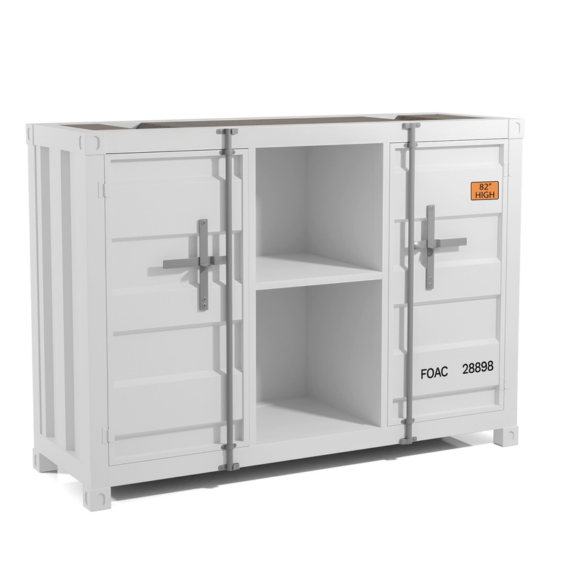 Lionna Sliding Door Console Table in Sand White