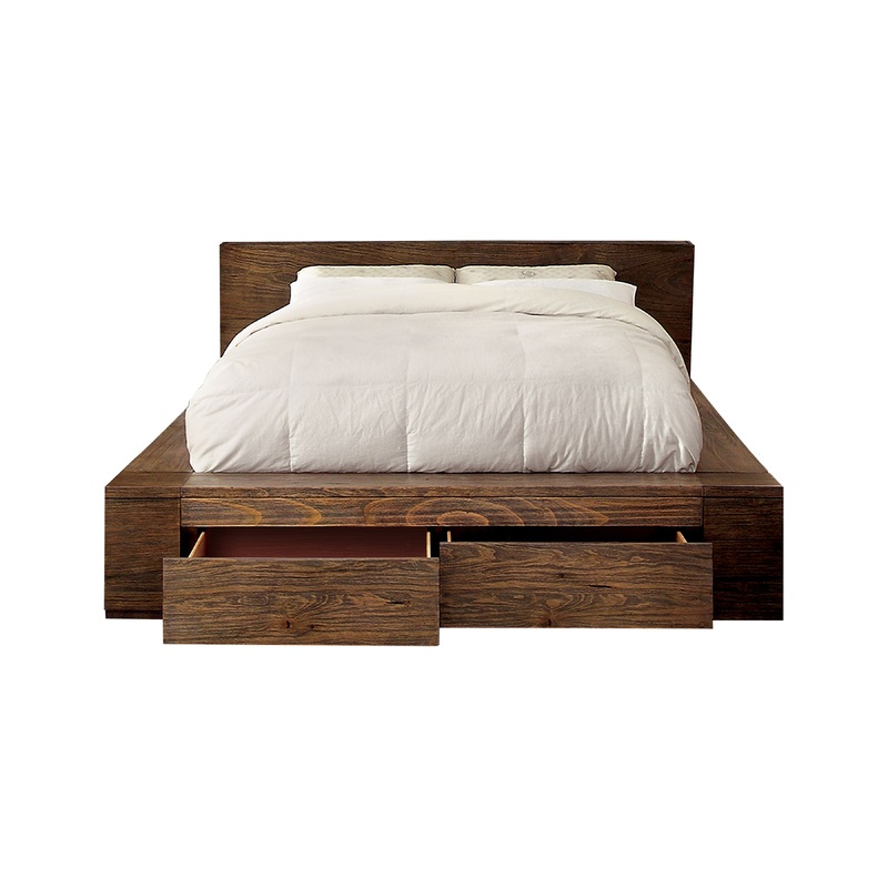 Assaro Rustic Wood Platform Bed in Queen