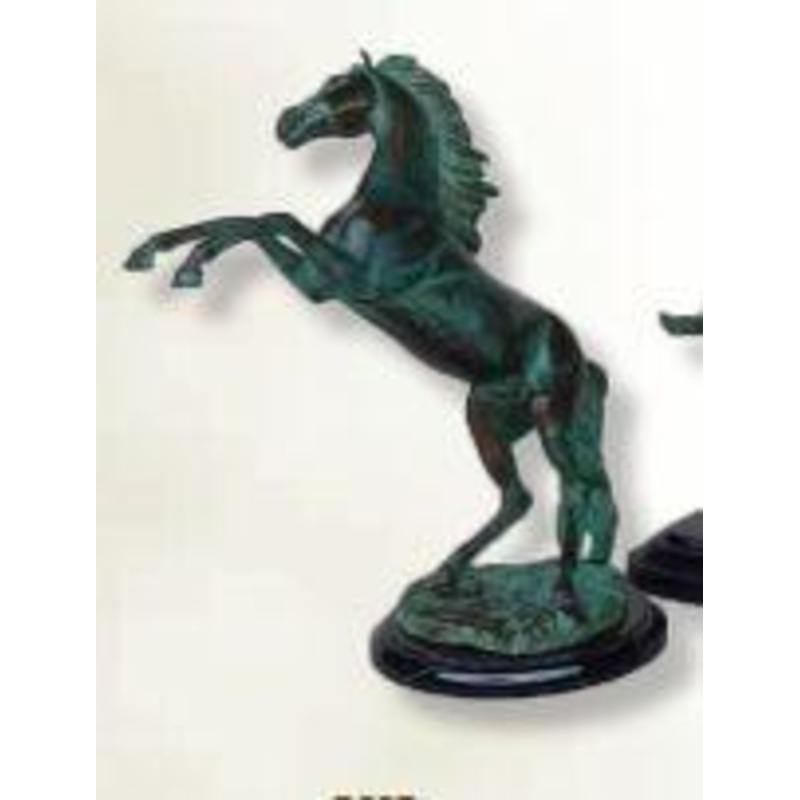 Brass Baron Rearing Horse Table Top Statue