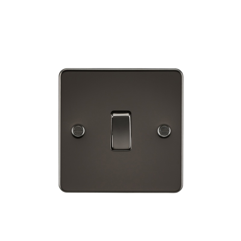 Flat Plate 20A 1G DP switch – gunmetal