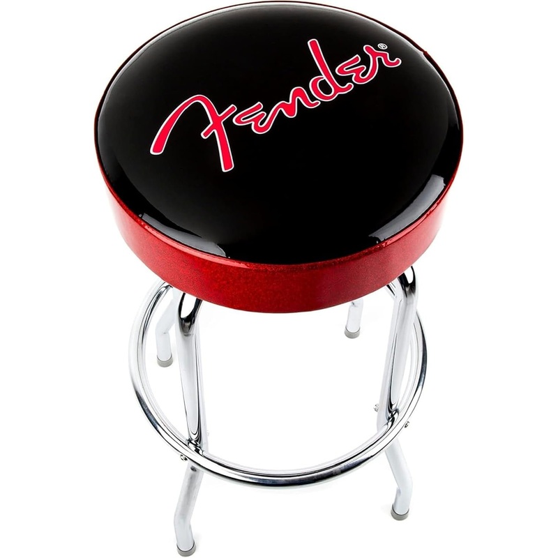 Red Sparkle Logo Swivel Barstool, Great Gifts for Dad, with 1 Year Limited Warranty, Simple Assembly, Black/Black, 30″ Red Sparkle 30In Tall