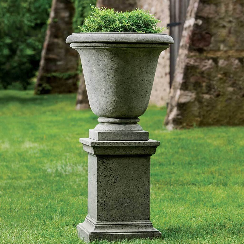 Rustic Hampton Urn with Greenwich Rustic Pedestal