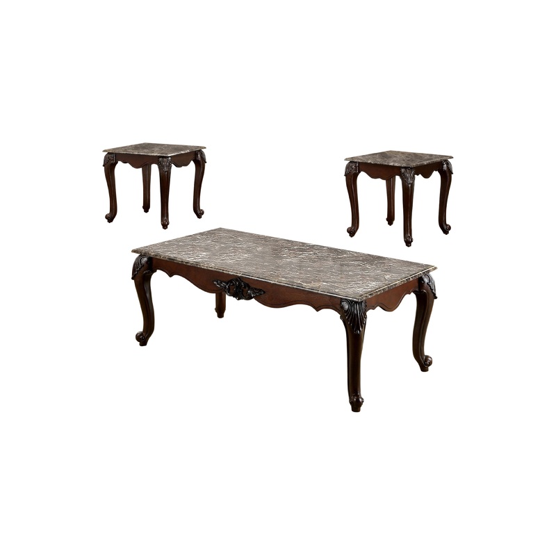 Fanciet Traditional Marble Top 3-Piece Table Set