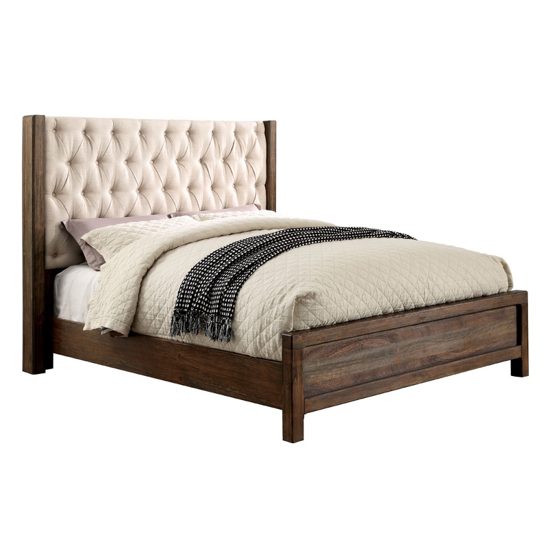 Milone Rustic Solid Wood Panel Bed in California King