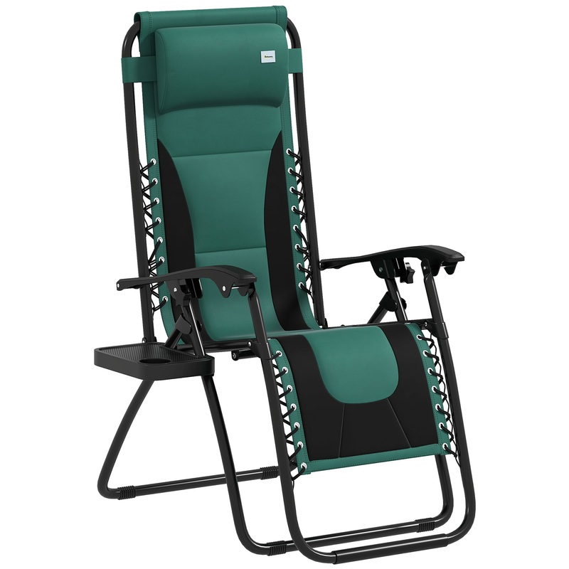 Zero Gravity Lounger Folding Recliner Chair w/ Cup Holder Green