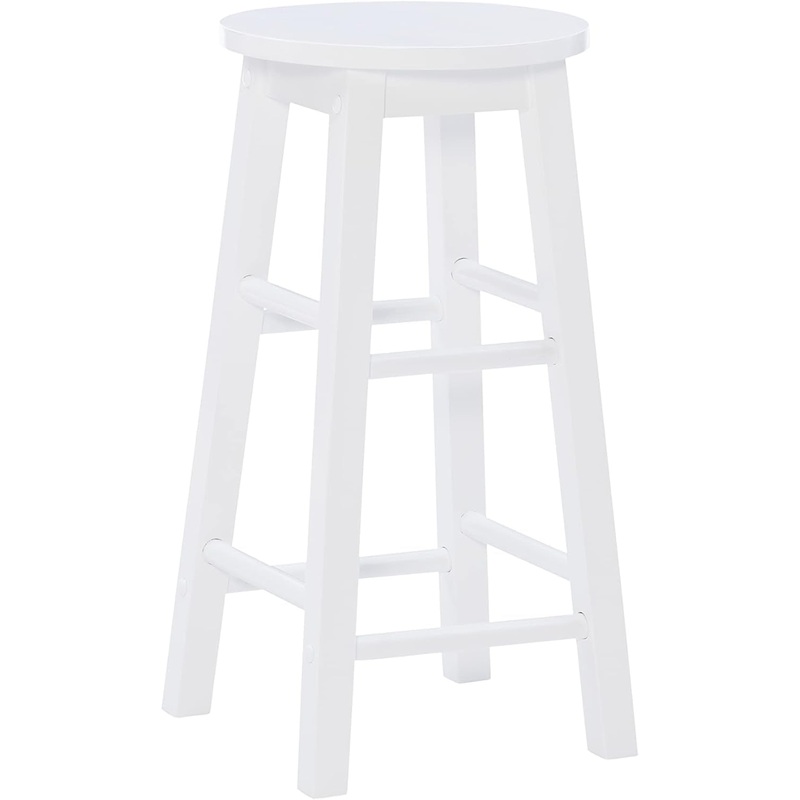 Zeke White 24″ Counter Stool with round Seat White Counter Height