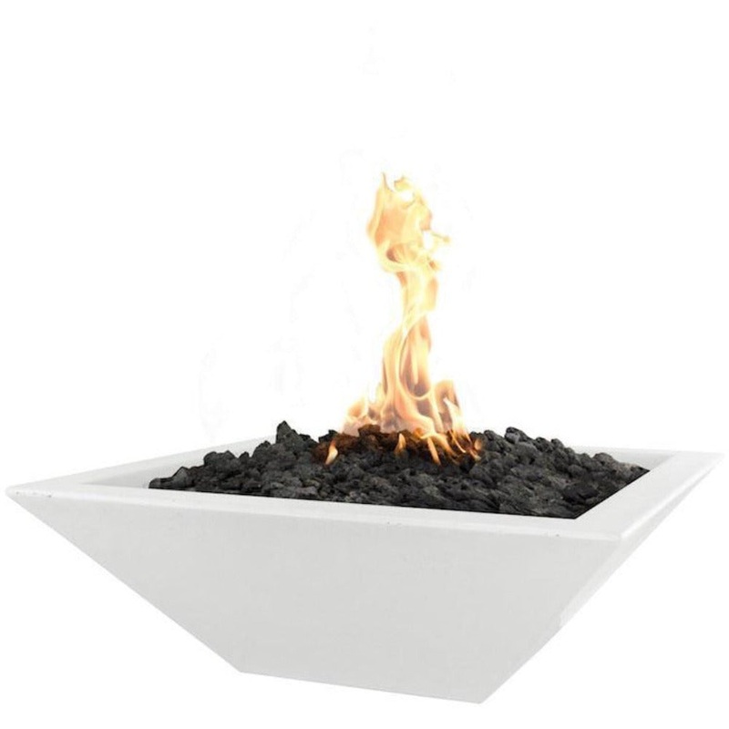 Top Fires Maya 30-Inch Square Concrete Gas Fire Bowl – Electronic (OPT-30SFOE) Liquid Propane Black