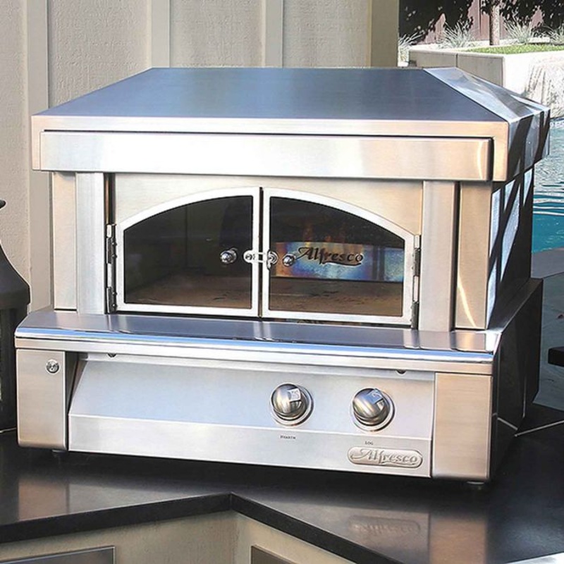 Alfresco 30 Inch Gas Fired Countertop Pizza Ovens Natural Gas Stainless Steel