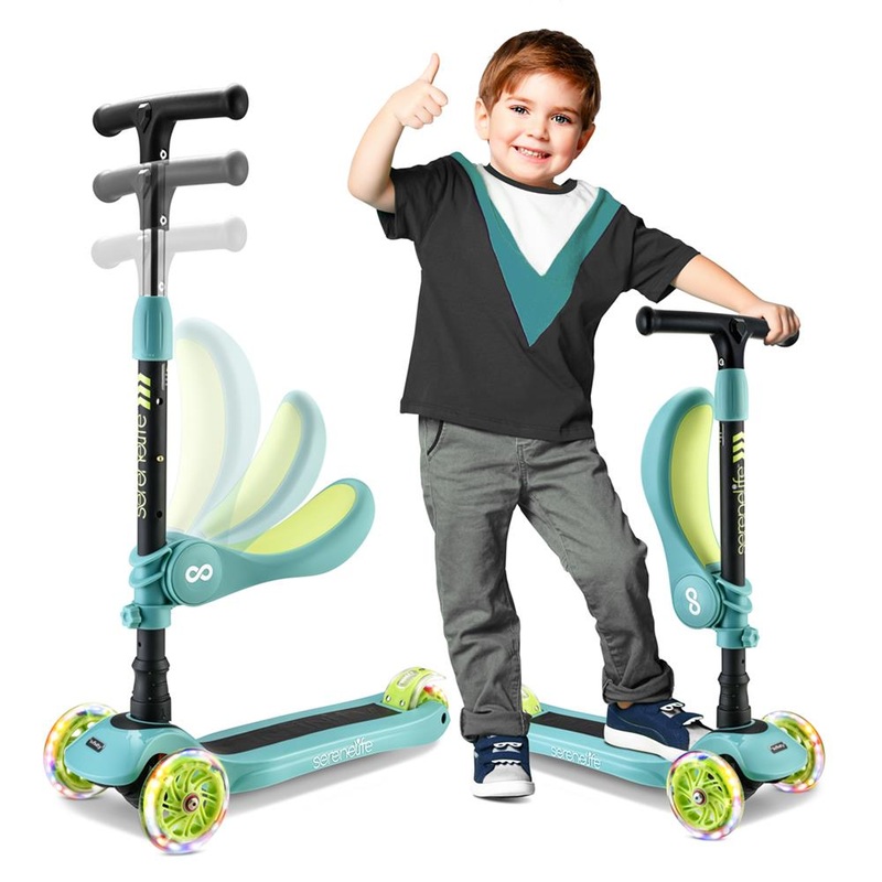 Infinity 3-Wheel Kids Scooter – Child & Toddler Toy Scooter With Built-In Led Wheel Lights, Fold-Out Comfort Seat (Teal Blue)