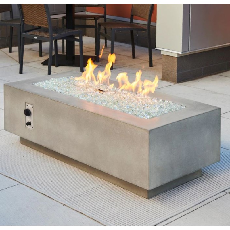The Outdoor GreatRoom Company Cove 54-Inch – Natural Grey Linear Gas Fire Pit Table with 42-Inch Crystal Fire Burner – CV-54