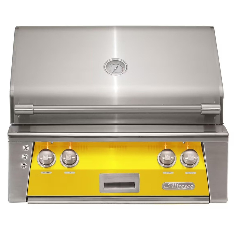 Alfresco 30″ Traffic Yellow Built-In Gas Grill with Rotisserie & Smoker System Propane