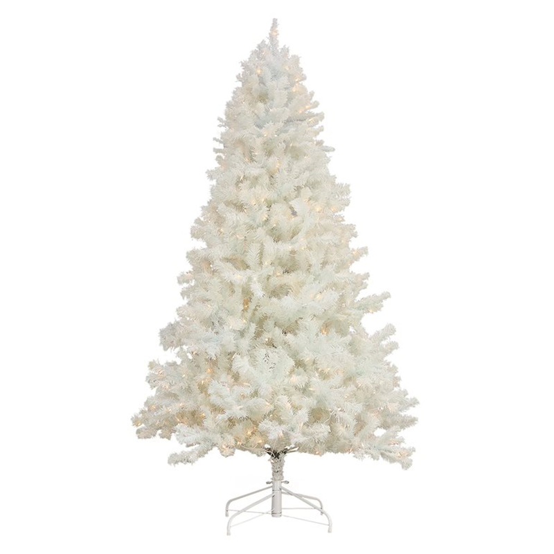 7.5′ Full Flocked Prelit Artificial Christmas Tree, White (Used)