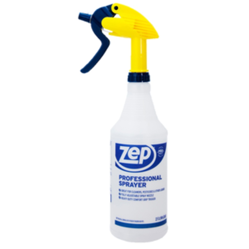 Zep Professional Spray Bottle W/trigger Sprayer, 32 Oz, Clear Plastic 32 Oz