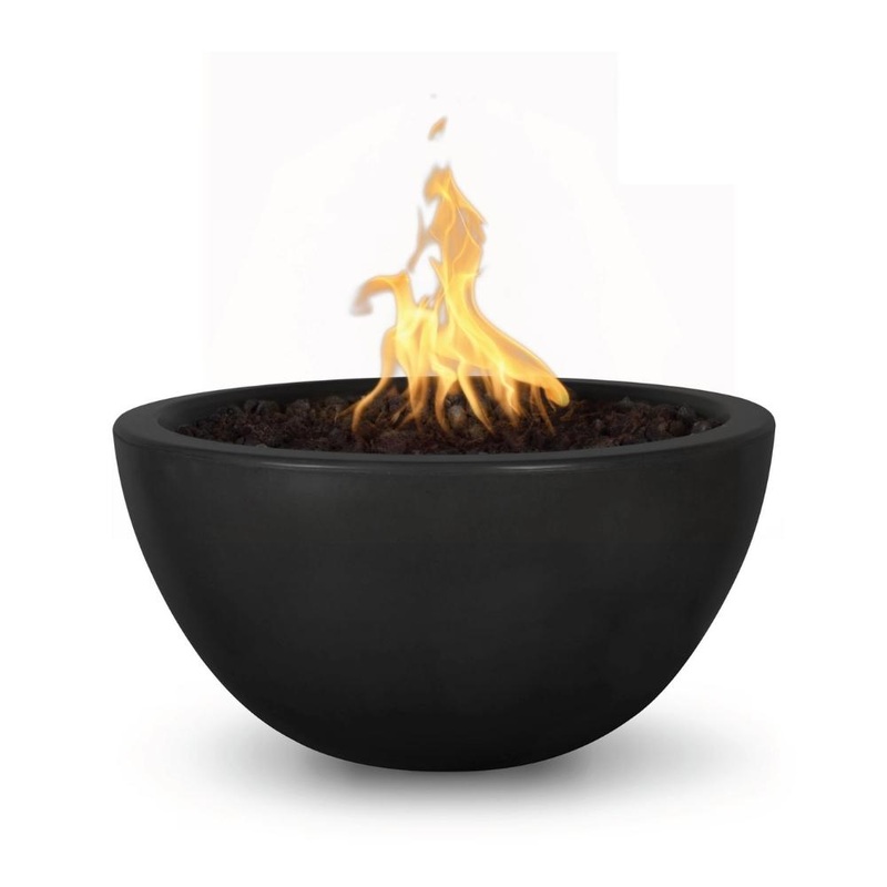Top Fires Luna Round Concrete Gas Fire Bowl – Electronic Liquid Propane 30″ Black