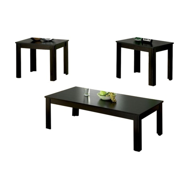 Bay Square Contemporary 3 Piece Table Set, Black Finish