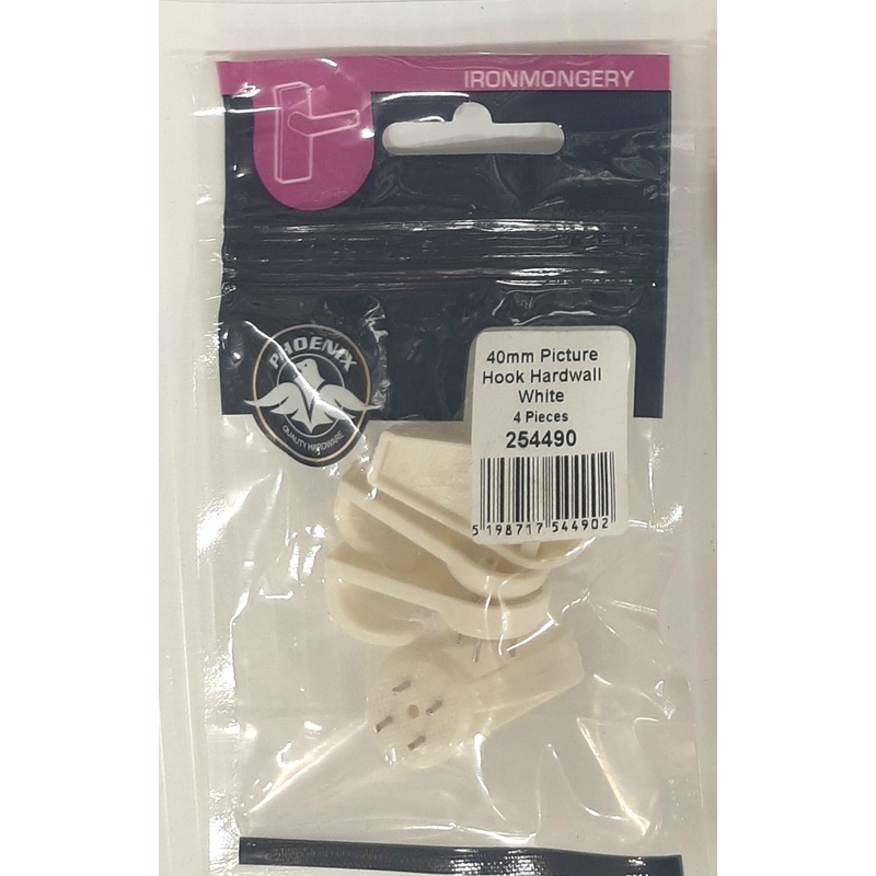 40mm Hardwall Picture Hook White (4) Default