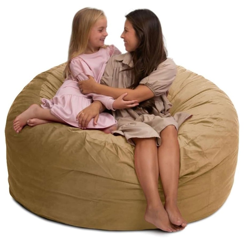 Ultimate Sack 5ft Bean Bag Chair, Oversized Indoor Comfy Lounger, Camel Suede
