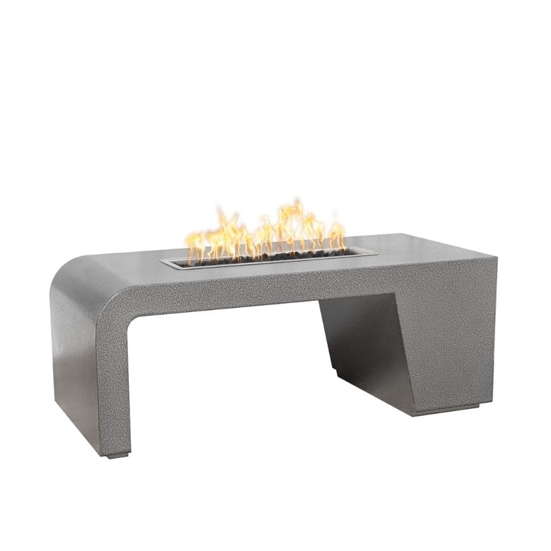 84″ Maywood Powder Coated Steel Rectangle Fire Pit Table – The Outdoor Plus Natural Gas Black