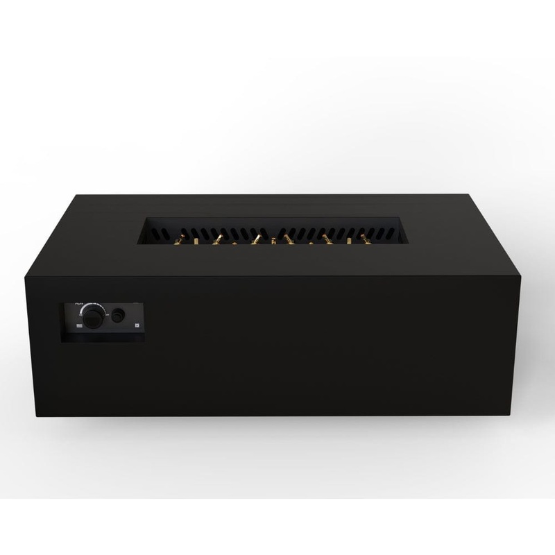 Warming Trends AON 48-Inch Rectangular Steel Gas Fire Pit Table Push Button Ignition (PBIK) Liquid Propane Black