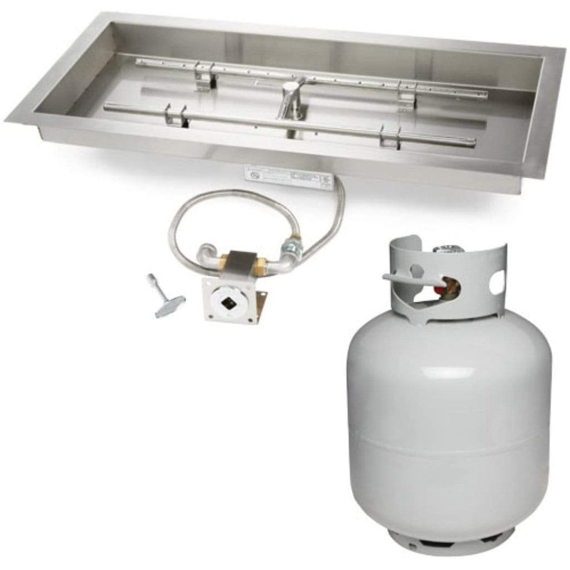 HPC | 24″ x 12″ Rectangle H-Burner Bowl Pan Match Lit Ignition Fire Pit Insert with Small Tank Standard
