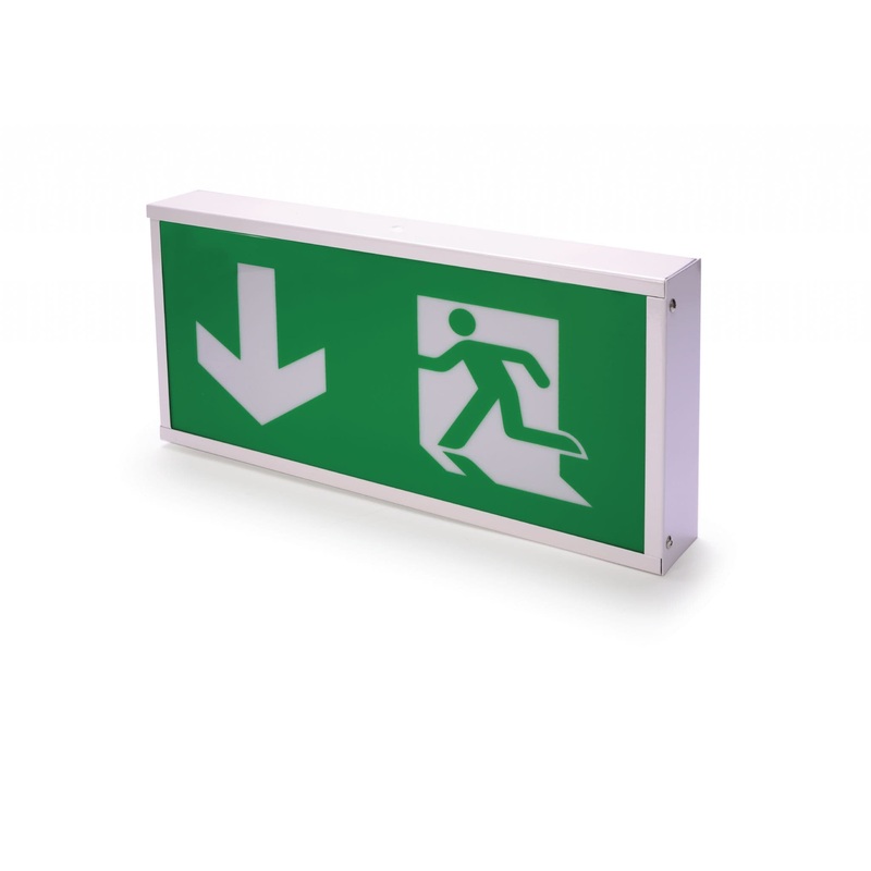 IP20 5W universal LED Emergency Exit Box Fitting (Down Arrow)