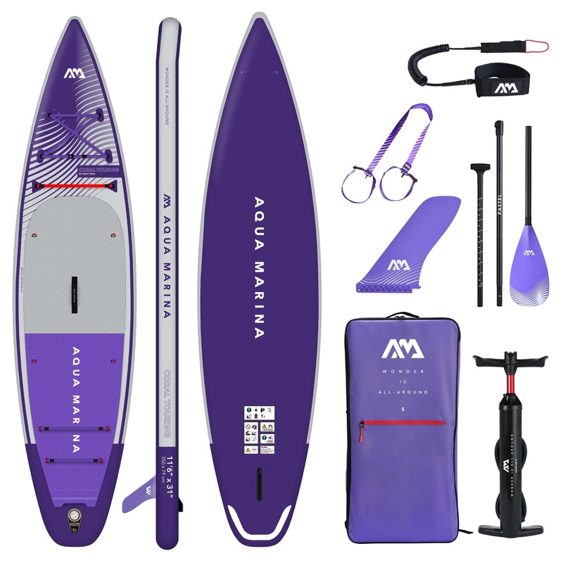 Aqua Marina – Coral Touring (Night Fade) – Touring iSUP, 3.5m/15cm, with carbon/fiberglass hybrid PASTEL paddle, coil leash and carry strap  | BT-23CTPN