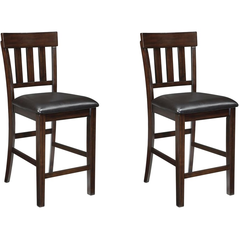 Haddigan 24″ Counter Height Upholstered Barstool 2 Count, Dark Brown Dark Brown 2 Count